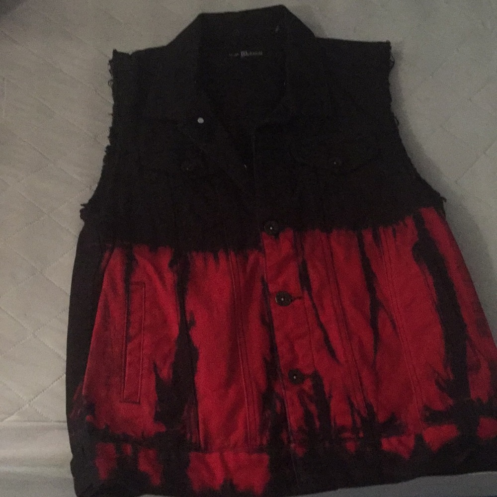 Men’s RUDE denim ripped black/red vest